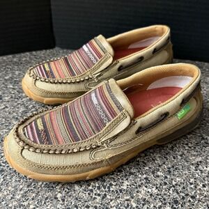 Twisted X Slip On Driving Mocs‎ Women's 6M Tan Striped Khaki Wdsm013
